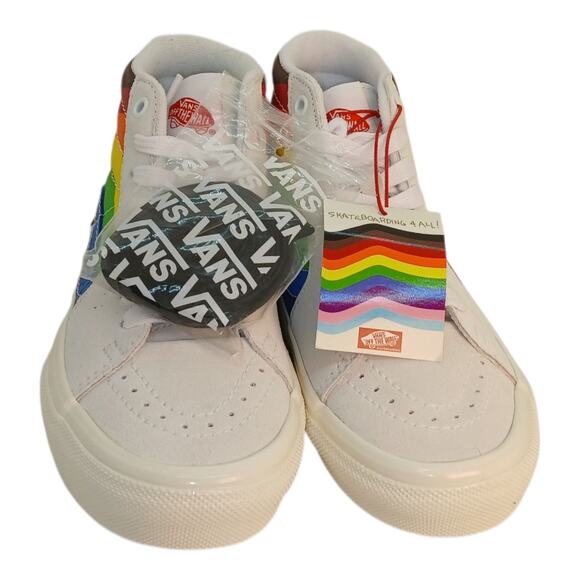 VANS Skate SK8-Hi Pride Women's New w/Tags White Rainbow Sneakers - Size 6 - Picture 2 of 6